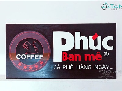 Bảng hiệu gỗ cafe Phúc Ban Mê khổ lớn 60x120cm